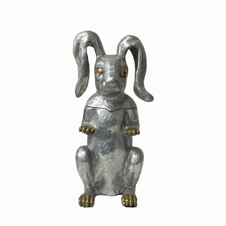 Appraisal: Metal Rabbit Ice Bucket With gilt paws No damage good