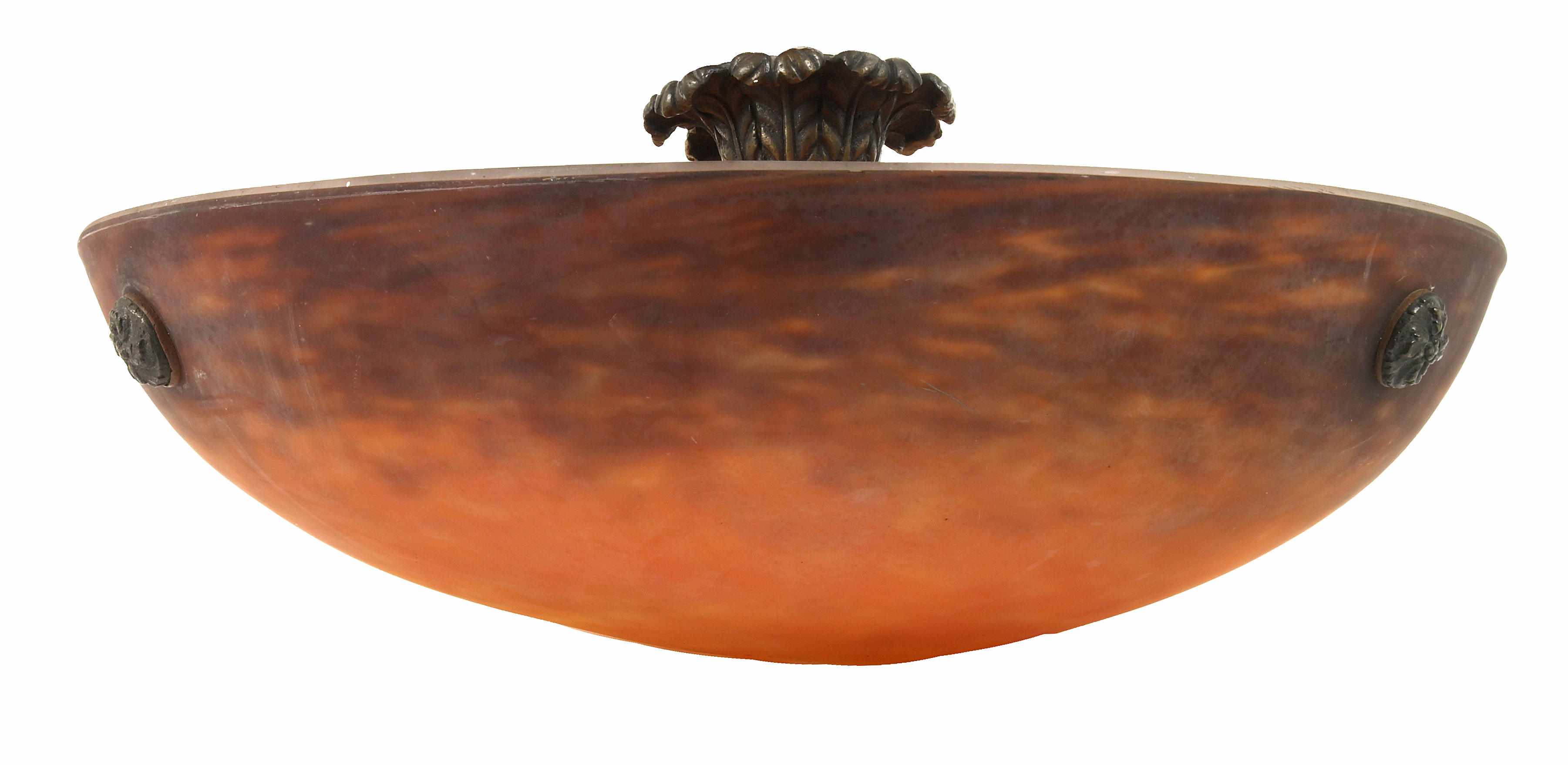 Appraisal: A Muller Freres mottled glass hanging light fixture height in