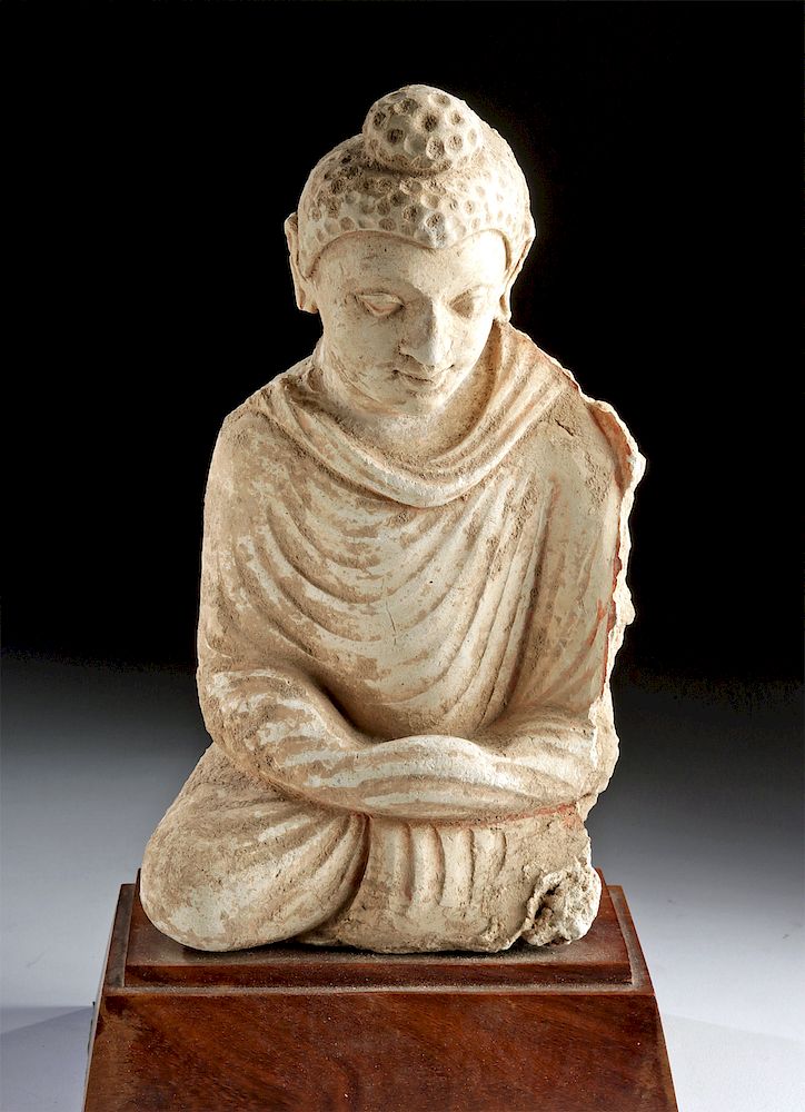 Appraisal: nd C Gandharan Stucco Buddha Section Originally Listed At Central