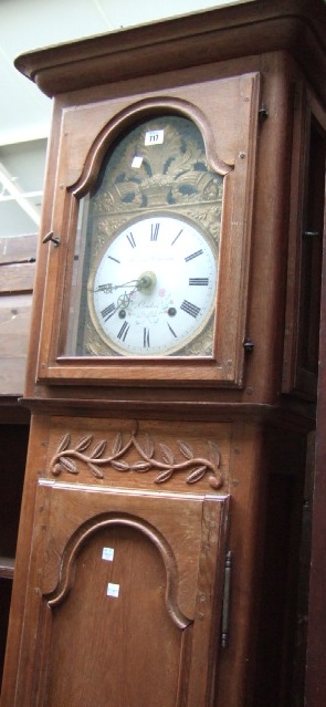 Appraisal: A French th century oak framed longcase clock the gilt