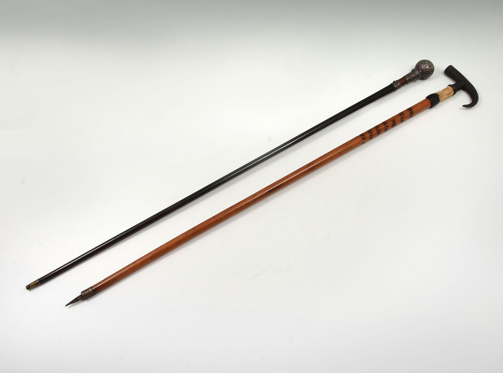 Appraisal: PC ANTIQUE CANE COLLECTION Comprising - 's Rosewood cane with