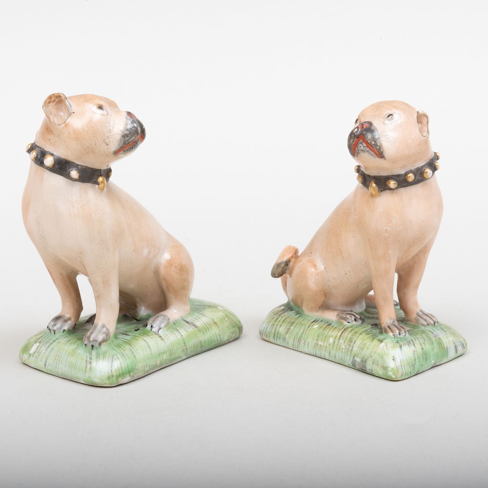 Appraisal: Pair of Derby Porcelain Models of Pug Dogs in high