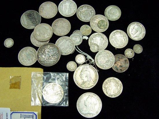 Appraisal: Two Victoria crowns and and sundry silver coins