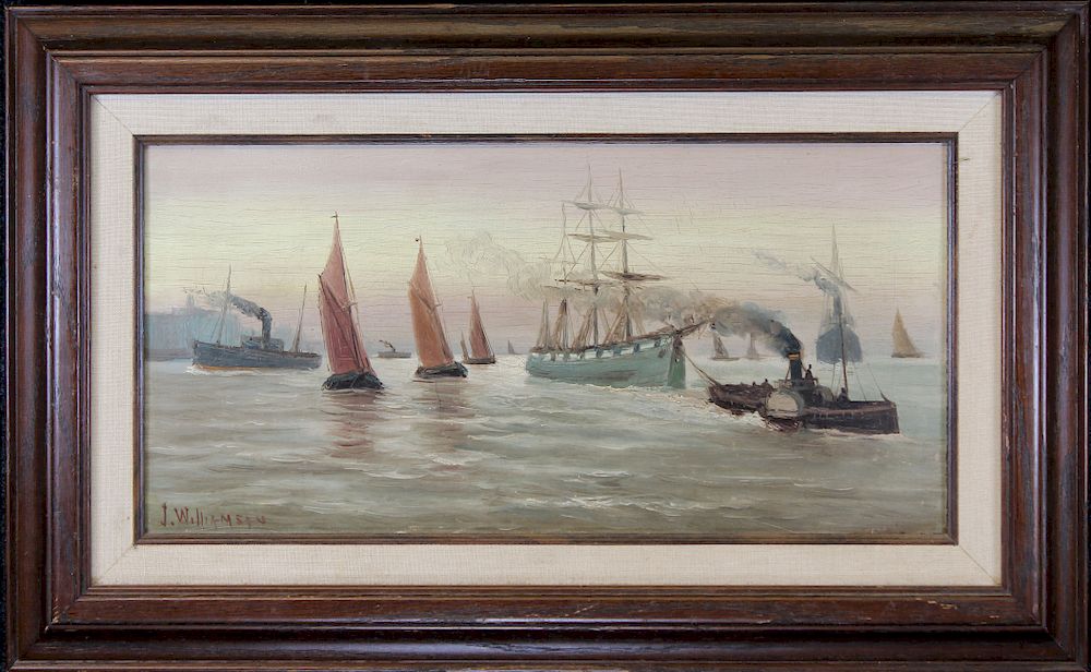 Appraisal: Signed Early th C Harbor Scene Painting Signed Early th