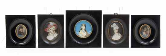 Appraisal: Five Miniature Framed Paintings each depicting the bust of a