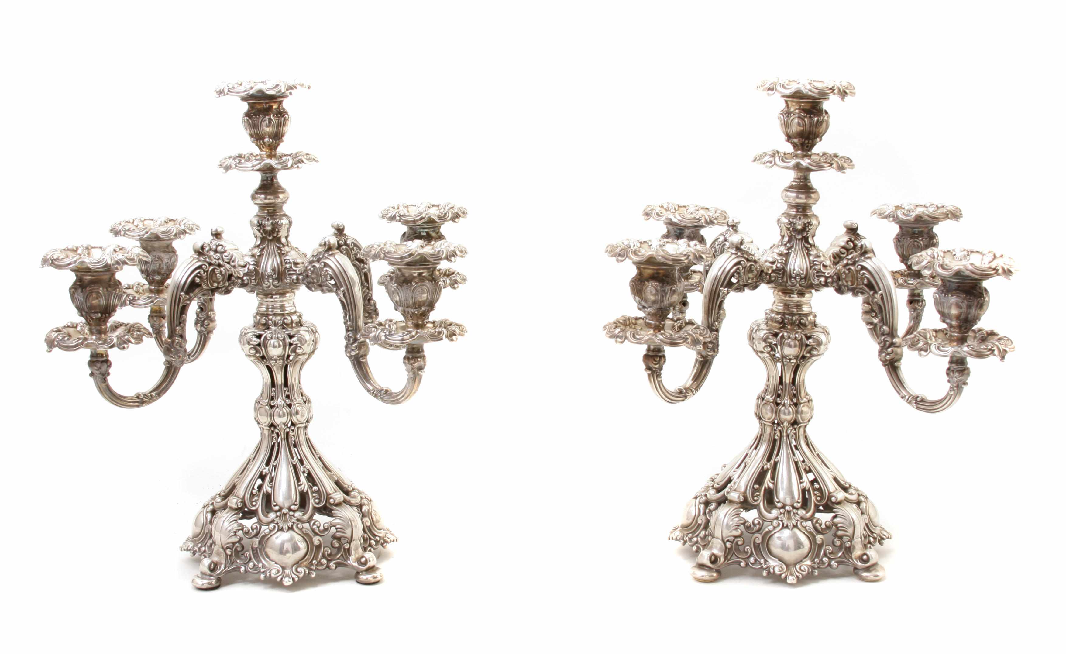 Appraisal: A pair of American silver plated five-light candelabra Reed Barton