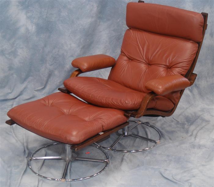 Appraisal: Generic Charles Eames design laminated wood leather and chrome swivel