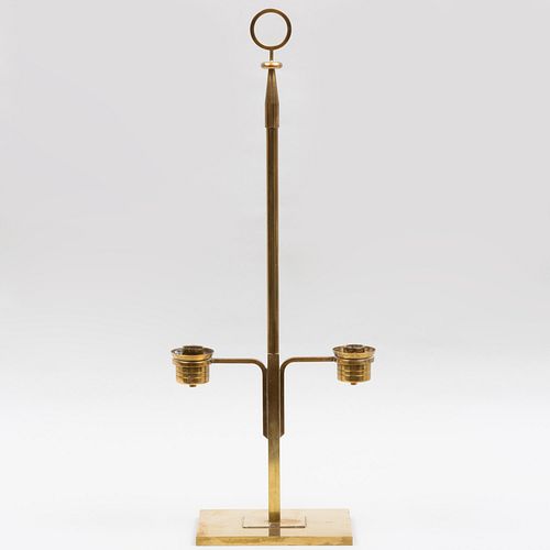 Appraisal: TOMMI PARZINGER BRASS TWO LIGHT CANDELABRAMark to base x x