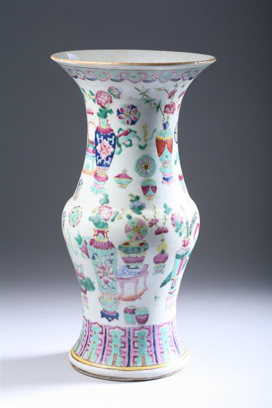 Appraisal: CHINESE FAMILLE ROSE PORCELAIN VASE Qing Dynasty Floral and precious