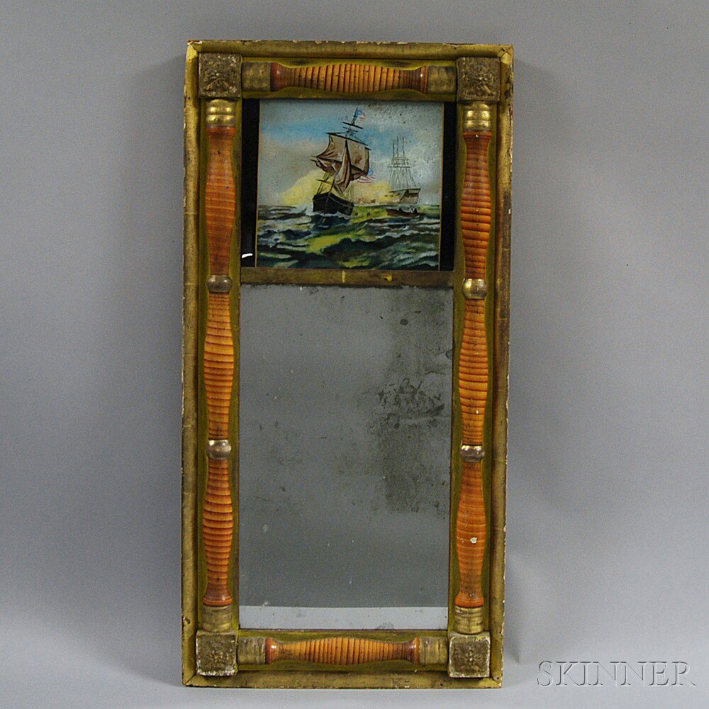 Appraisal: Grain-painted and Gilt Split-baluster Mirror America th century the rectangular