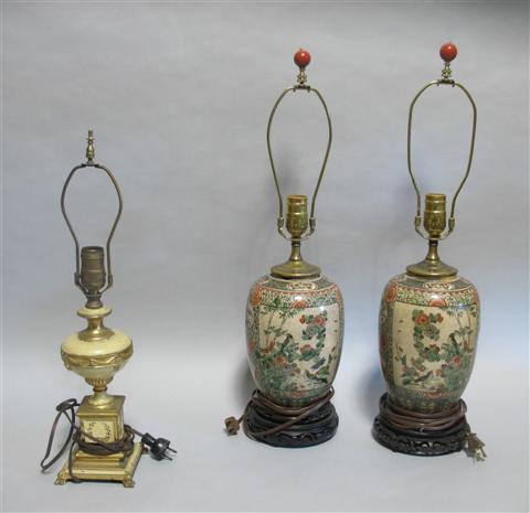 Appraisal: PAIR OF CHINESE OVOID FORM LAMPS Enamelled with a typical