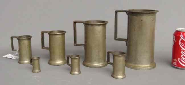 Appraisal: Complete set of th c Pewter measures marked ''JR'' in