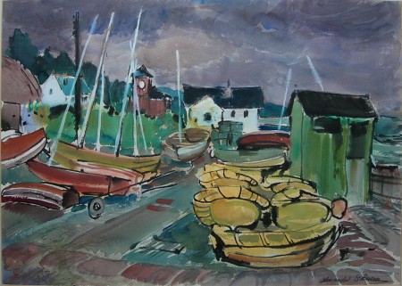 Appraisal: ALEXANDER S BURNS R S W SCOTTISH - BOATS AT