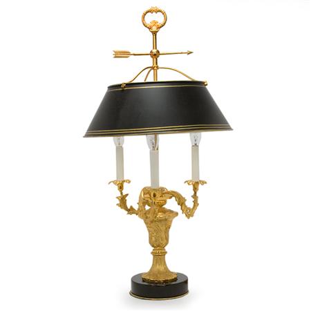 Appraisal: Transitional Louis XV XVI Style Gilt-Bronze Three-Light Bouillotte Lamp Estimate