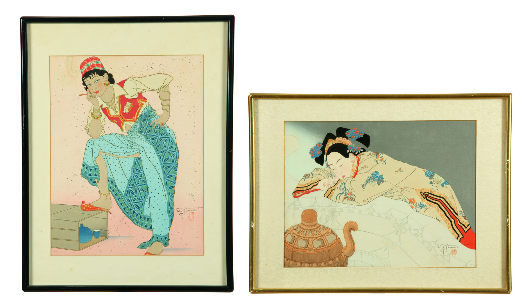 Appraisal: TWO WOODBLOCK PRINTS BY PAUL JACOULET FRANCE - L'Attente Celebase