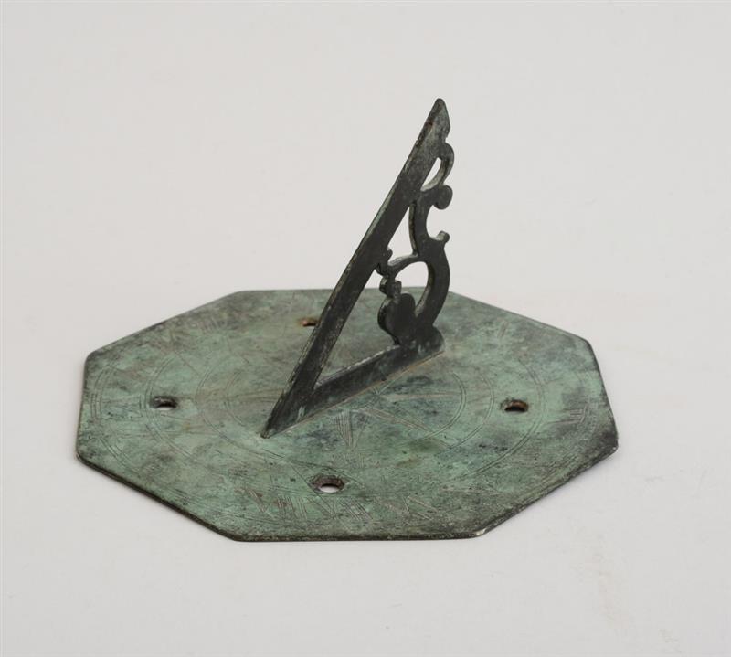 Appraisal: ENGLISH OCTAGONAL BRONZE SMALL SUNDIAL The plate with eight pointed