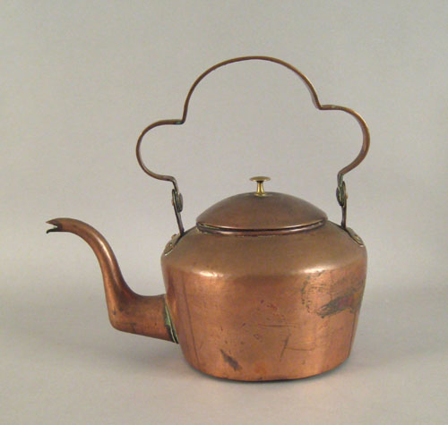 Appraisal: American copper kettle th c impressed J F h