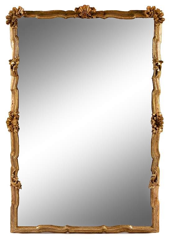 Appraisal: An Italian Baroque Style Giltwood Mirror Height x width inches