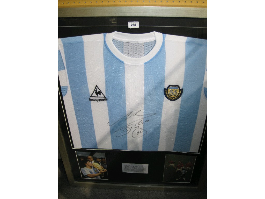 Appraisal: Framed Argentina football shirt signed by Diego Maradona dated