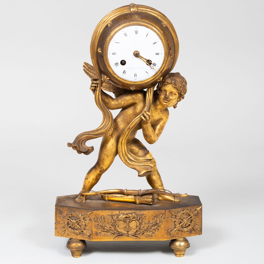 Appraisal: Empire L Grognot Gilt-Bronze 'Love Moving the Heavens' Mantle Clock