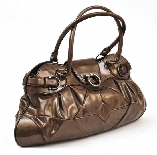 Appraisal: AN TH ANNIVERSARY HANDBAG BY SALVATORE FERRAGAMO Styled in bronze