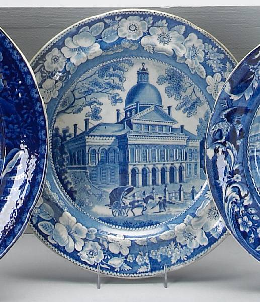 Appraisal: A historical blue Staffordshire plate early th century Entitled Boston