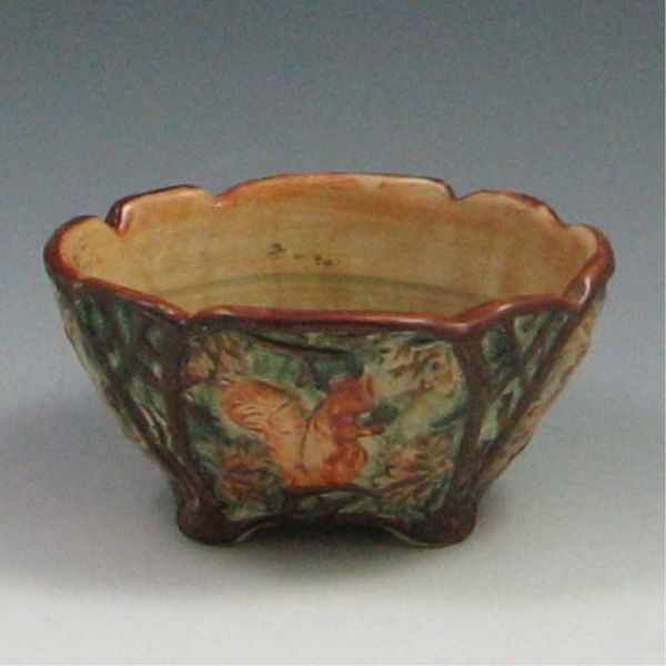 Appraisal: Weller Woodcraft Bowl marked with Weller Pottery ink stamp excellent