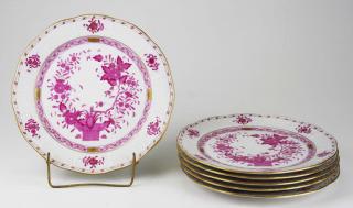 Appraisal: set of Herend raspberry Indian Basket porcelain dinner plates dia