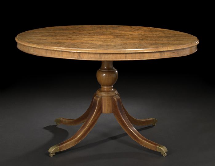 Appraisal: Victorian Walnut Burl and Mahogany Center Table third quarter th