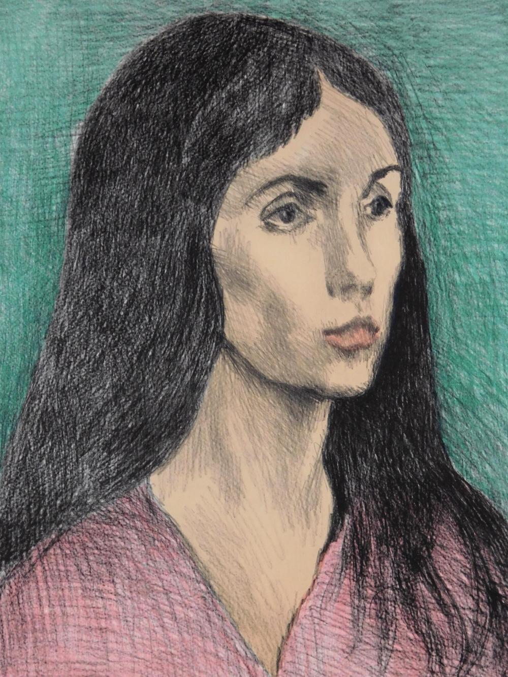 Appraisal: Raphael Soyer United States - Woman with Black Hair lithograph