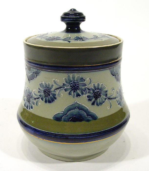 Appraisal: Moorcroft Macintyre pottery tobacco jar and cover painted and tubelined