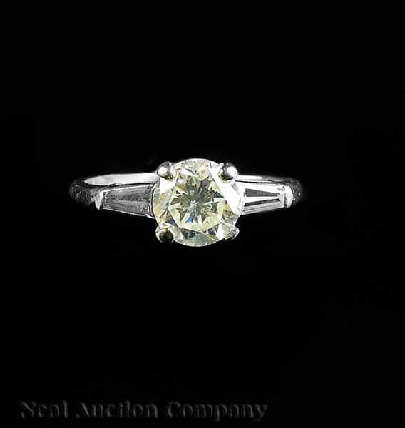 Appraisal: A Fine Platinum and Diamond Engagement Ring c modern brilliant