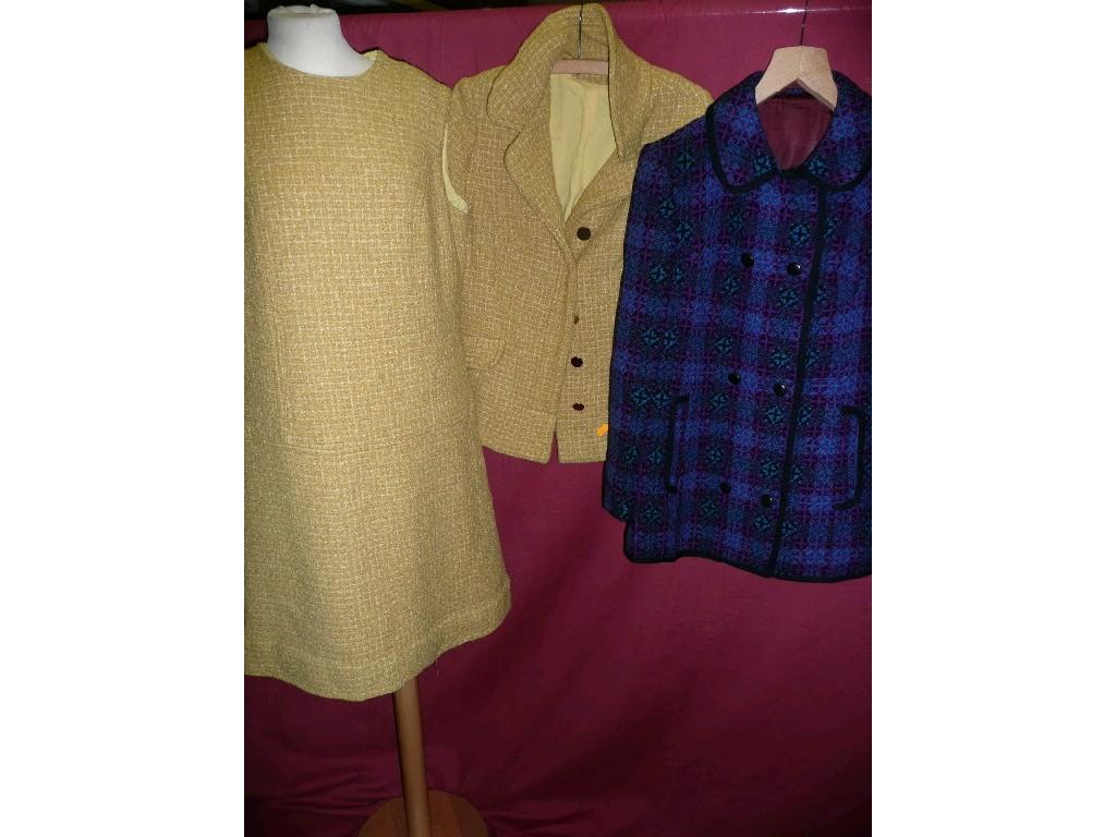 Appraisal: 's winter wear A mustard dress and jacket matching belt