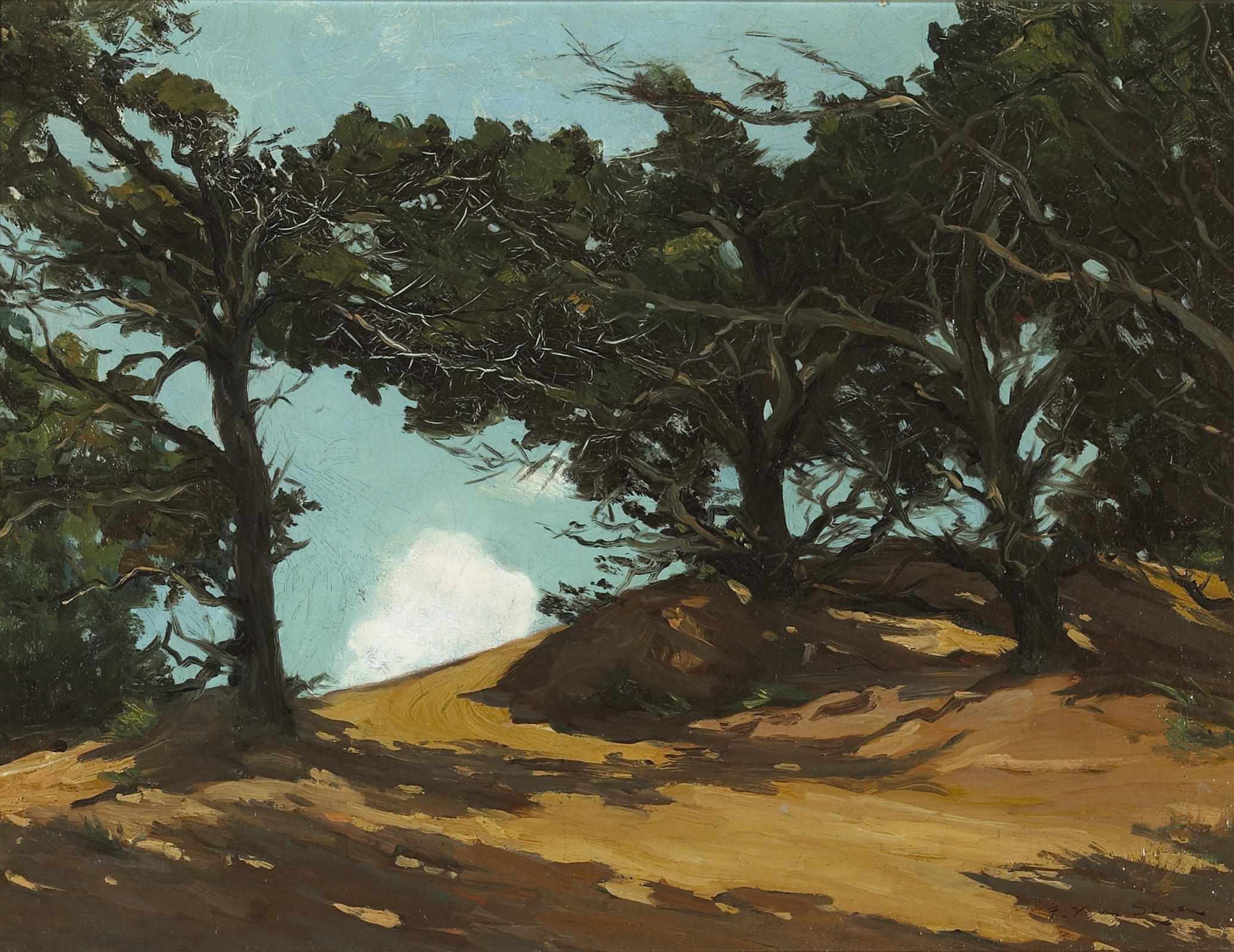 Appraisal: Frank Van Sloun American - Cypress on the coast signed