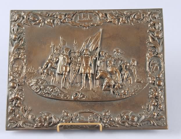 Appraisal: Bronze plaque with design of full plate union case The