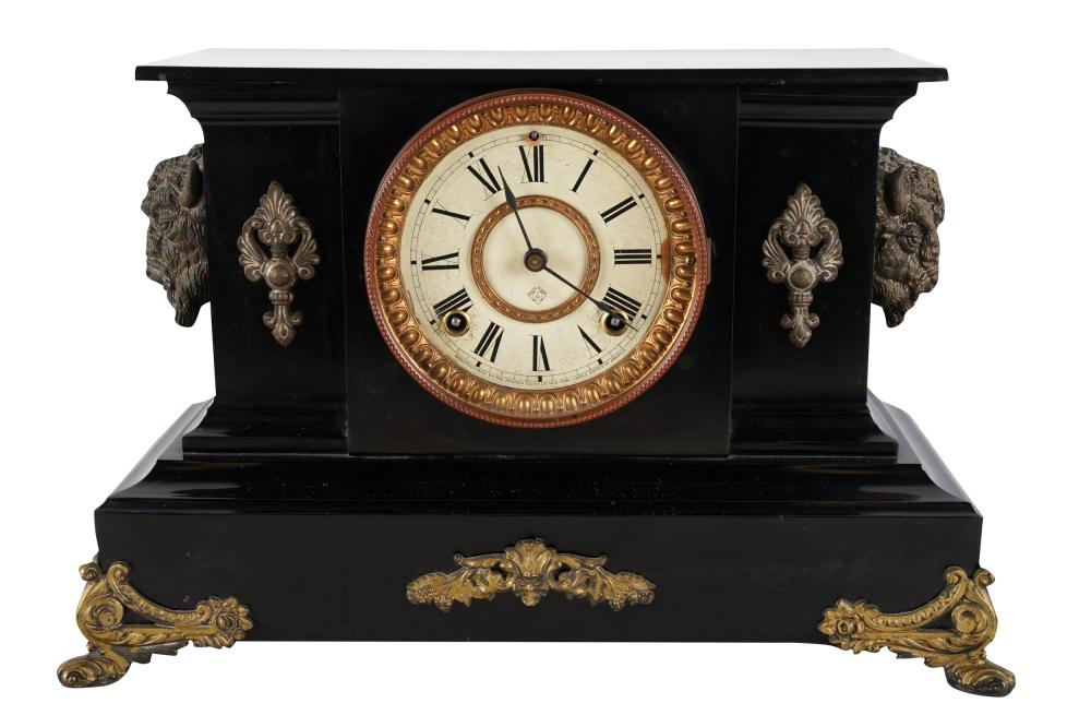 Appraisal: ANSONIA PAINTED METAL MANTEL CLOCKAnsonia Clock Co New York signed