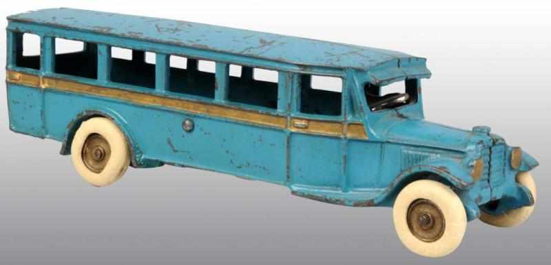 Appraisal: Cast Iron Arcade Bus Toy Description American White rubber tires