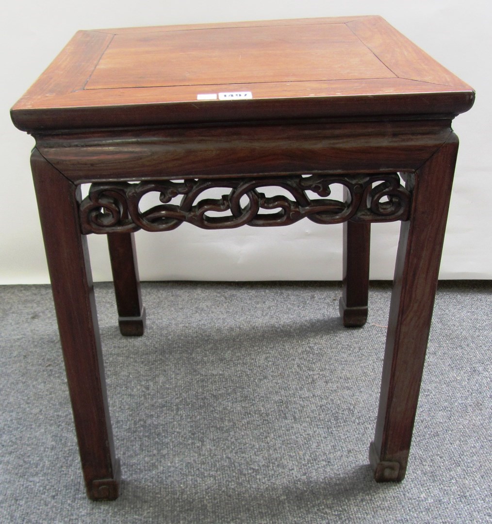 Appraisal: A late th century Chinese small square hardwood occasional table