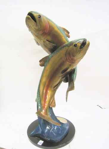 Appraisal: RIP CASWELL TROUTDALE OREGON ORIGINAL BRONZE WILDLIFE SCULPTURE ''Rainbow Splendor''