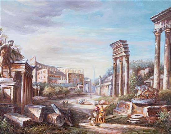 Appraisal: Artist Unknown Continental th Century Capriccio with Ruins Artist Unknown