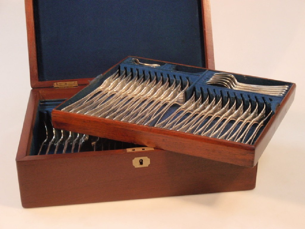 Appraisal: A suite of Victorian silver bead pattern flatware comprising dinner