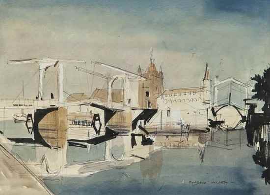 Appraisal: Rowland Hilder OBE PRI - Amsterdam Canal watercolour signed lower