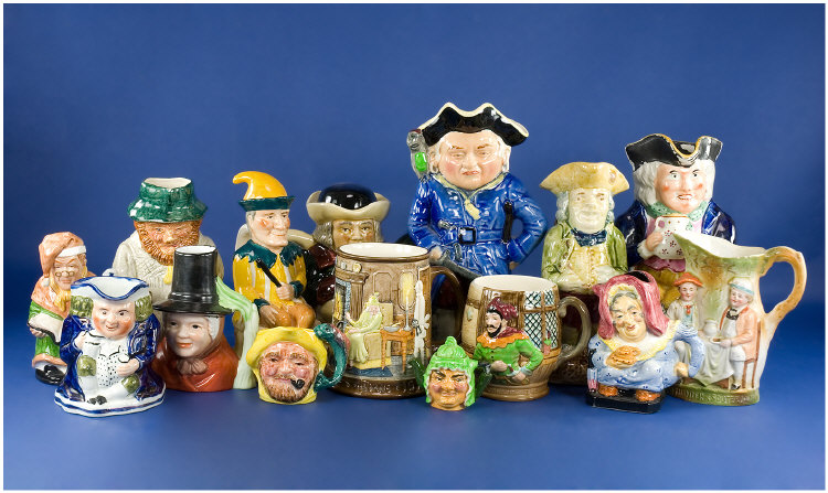 Appraisal: Collection Of Toby And Character Jugs Various Sizes Comprising Two