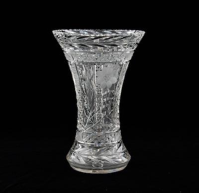 Appraisal: A Brilliant Cut Glass Vase The tall flared vase measuring