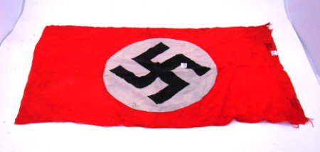 Appraisal: German WWII small cotton double sided party banner with maker's