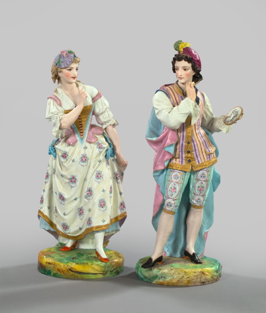 Appraisal: Large Fine and Rare Pair of Bayeux Polychromed Biscuit Porcelain