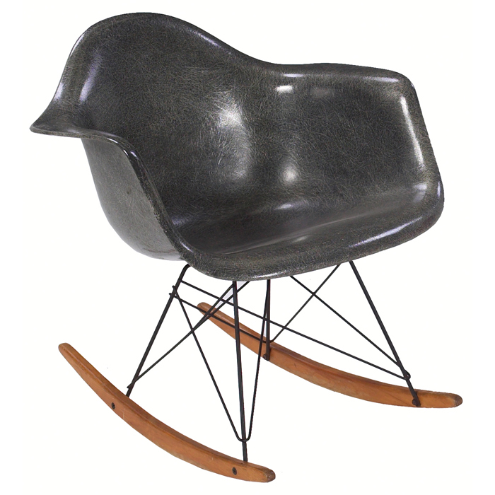 Appraisal: Eames RAR rocking chair grey Zenith rope-edge