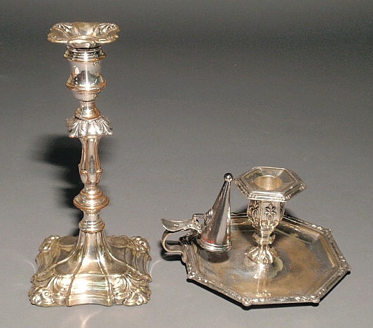 Appraisal: Sheffield silverplate candlestick by Walker Knowles Co c h and