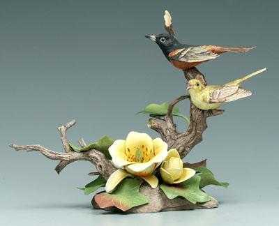 Appraisal: Boehm bird group orchard orioles with tulip poplar blossoms and