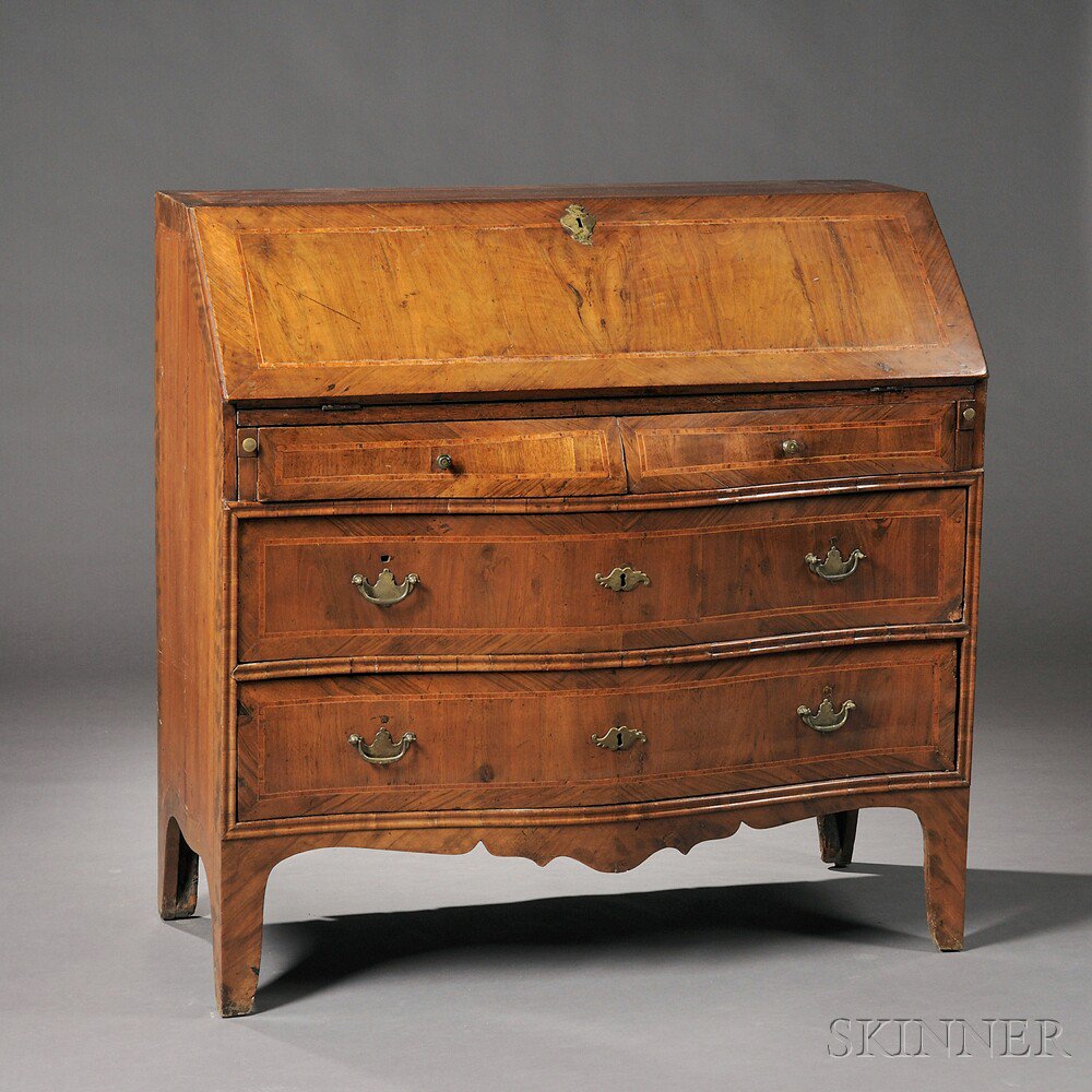 Appraisal: Italian Fruitwood Scrivania th century the fall-front enclosing a fitted